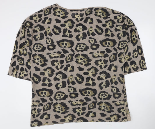 Apricot Women's Beige Animal Print Top M