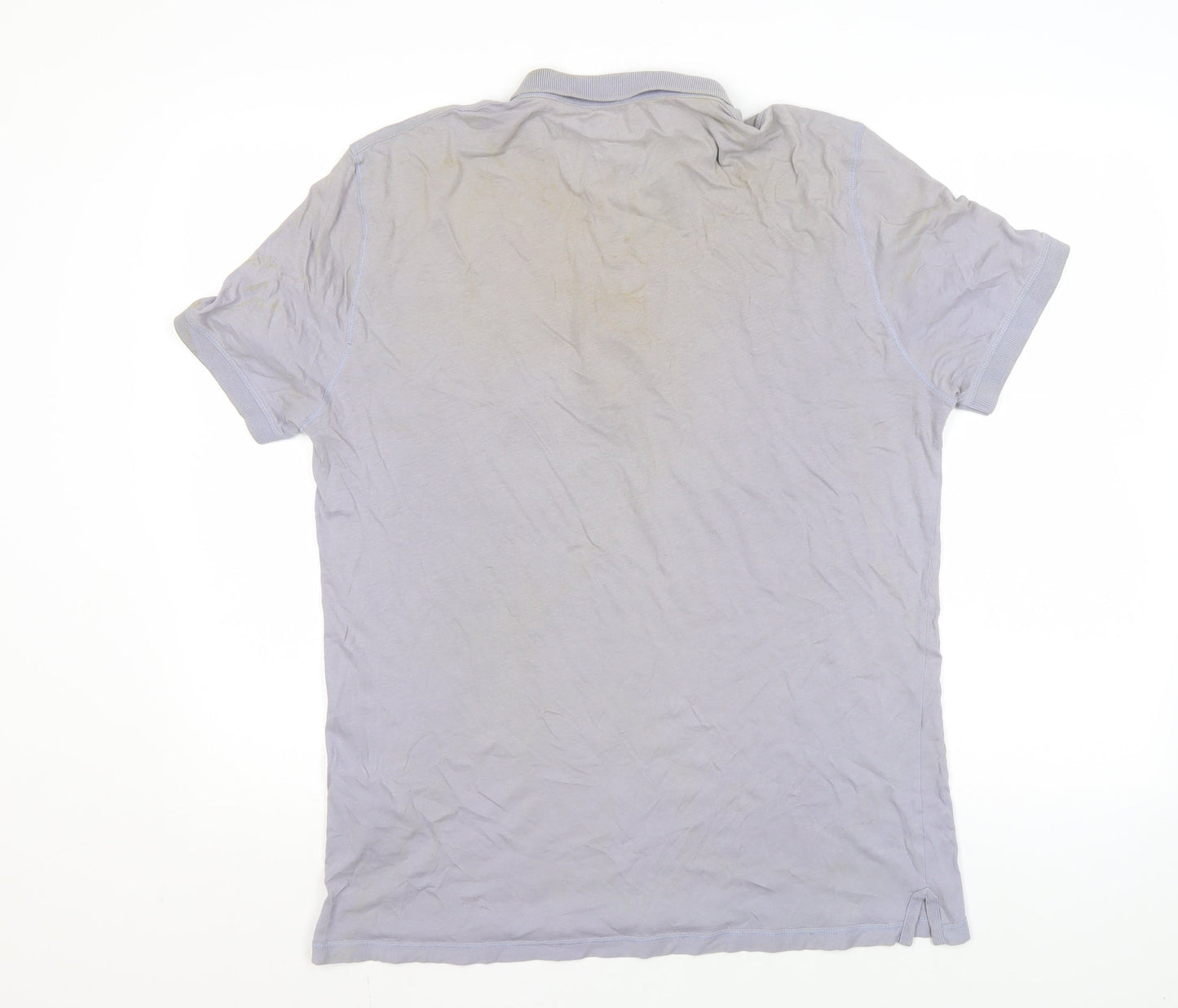 AllSaints Men's Grey Polo Shirt Size L Short Sleeve Cotton