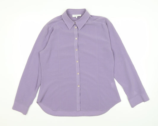 Womens UK Size 12 Autonomy Purple Polyester Button-Up