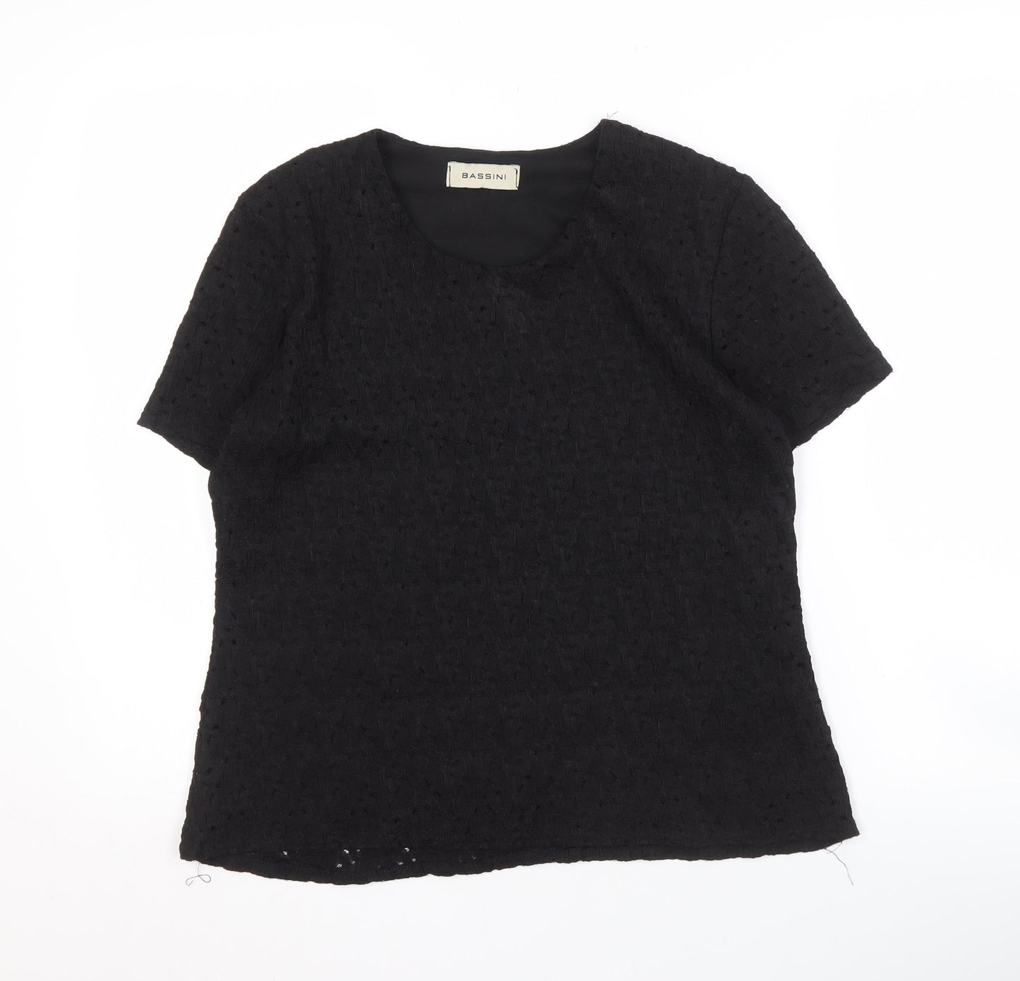 Bassini Women's Black Short Sleeve Top, Size 14
