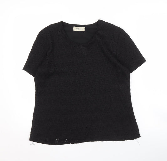Womens UK Size 14 BASSINI Black Polyester Blend Blouse
