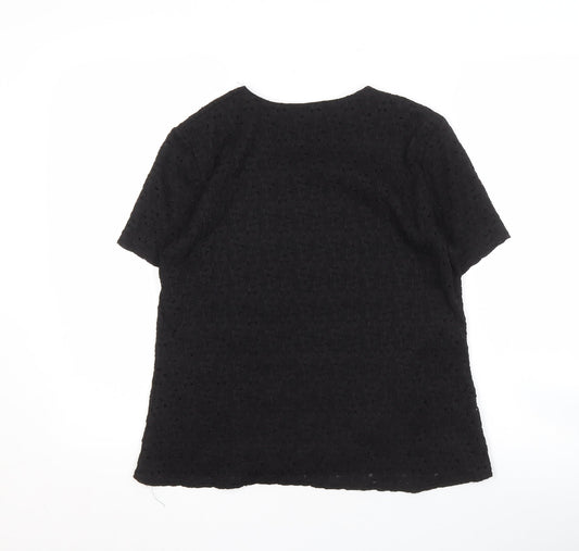 Bassini Women's Black Short Sleeve Top, Size 14