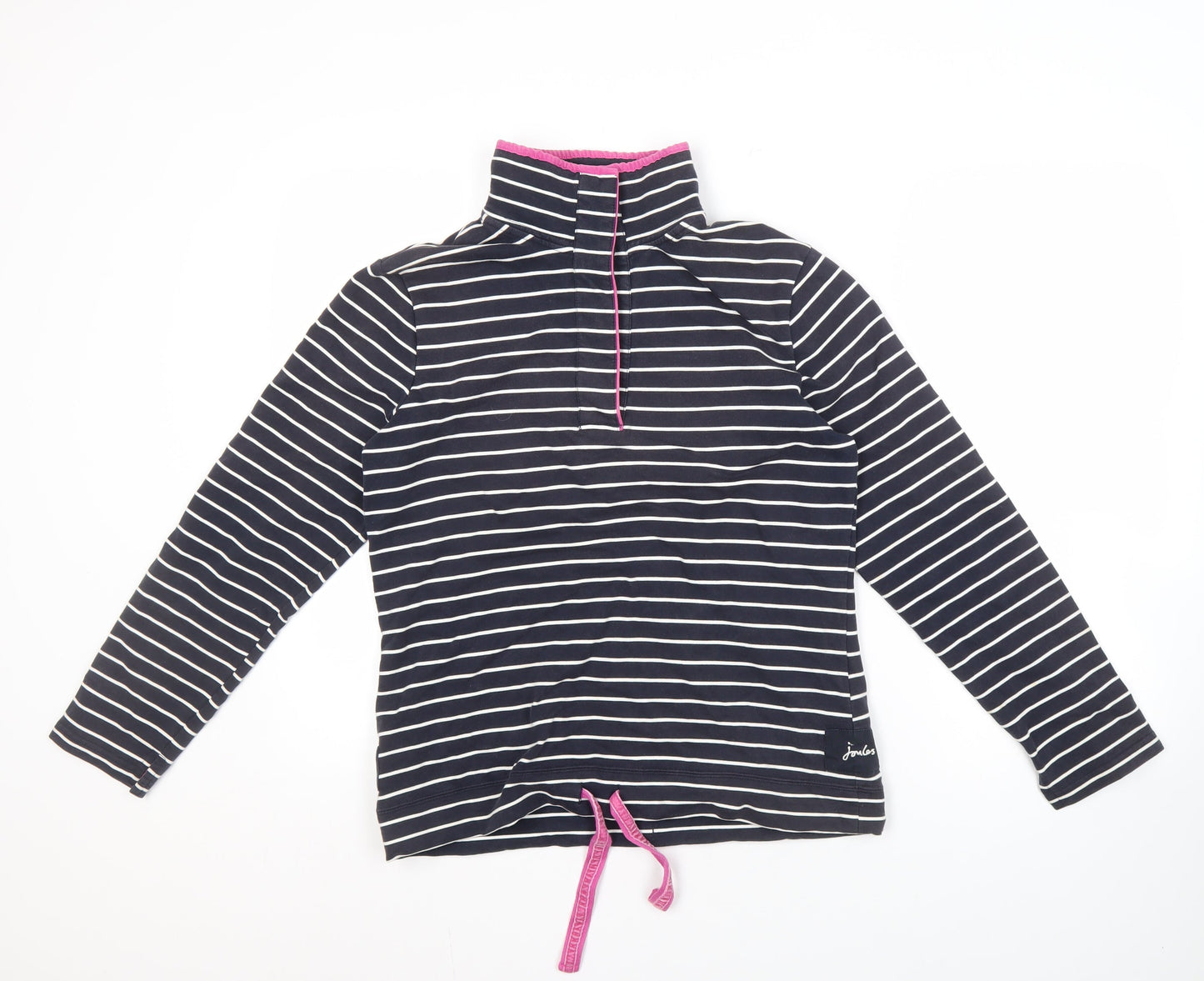 Joules Women's Black Striped Pullover Sweatshirt, Size 12
