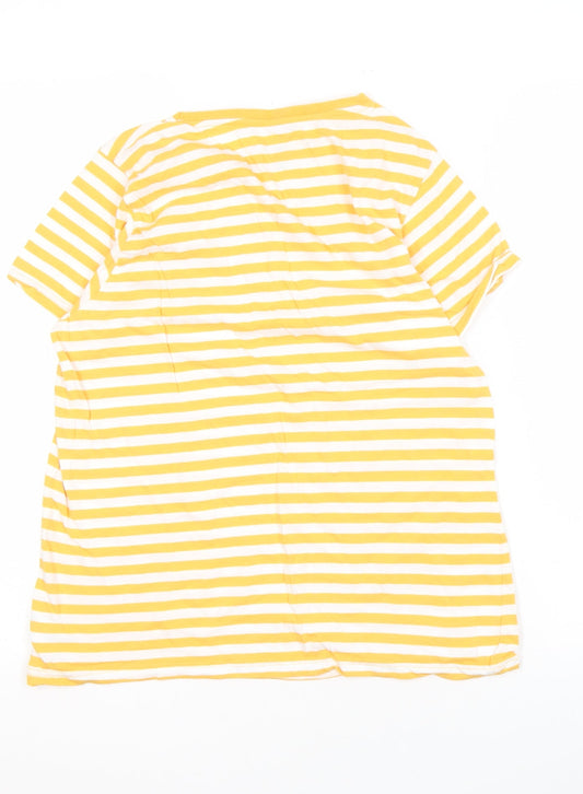 Disney Women's Yellow Striped T-Shirt M