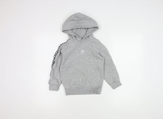 Adidas Boys Grey Hoodie, 5-6 Years, Casual Pullover