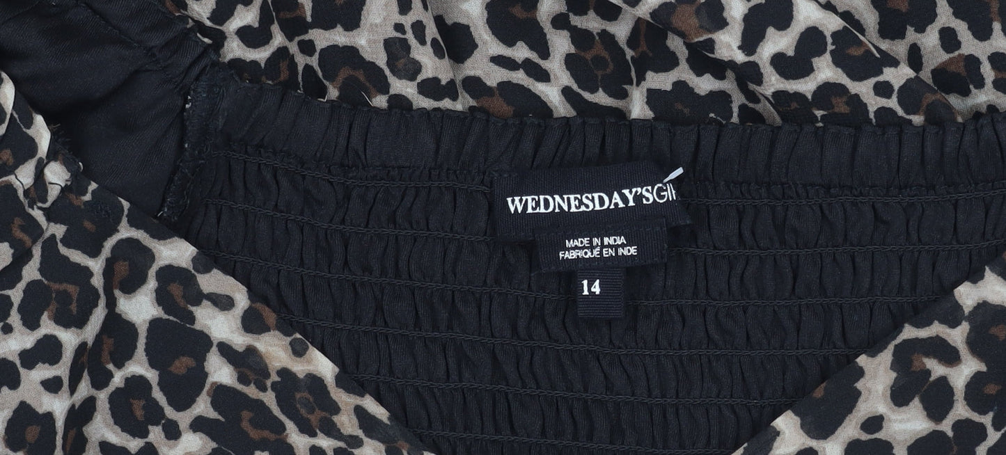 Wednesday's Girl Women's Black Animal Print Dress Size 14