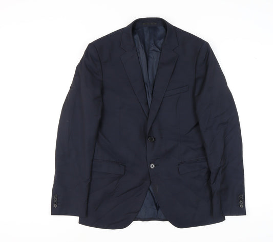 DKNY Men's Blue Blazer 38 Regular Fit Wool Jacket