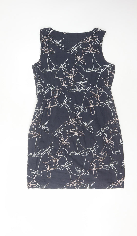 White Stuff Women's Blue Dragonflies Size 4 Floral Shift Dress