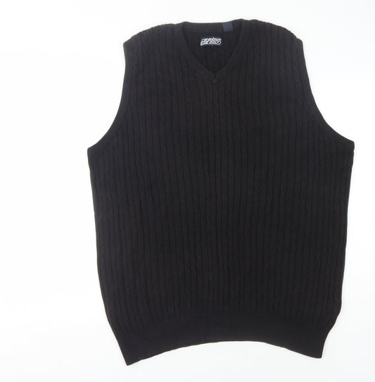 Reebok Men's Black Cable-Knit Vest Medium