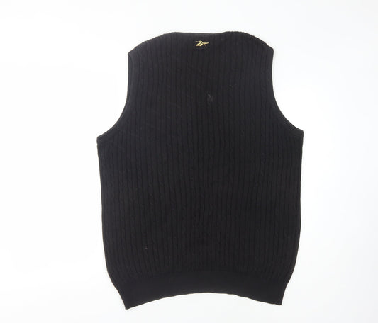 Reebok Men's Black Cable-Knit Vest Medium