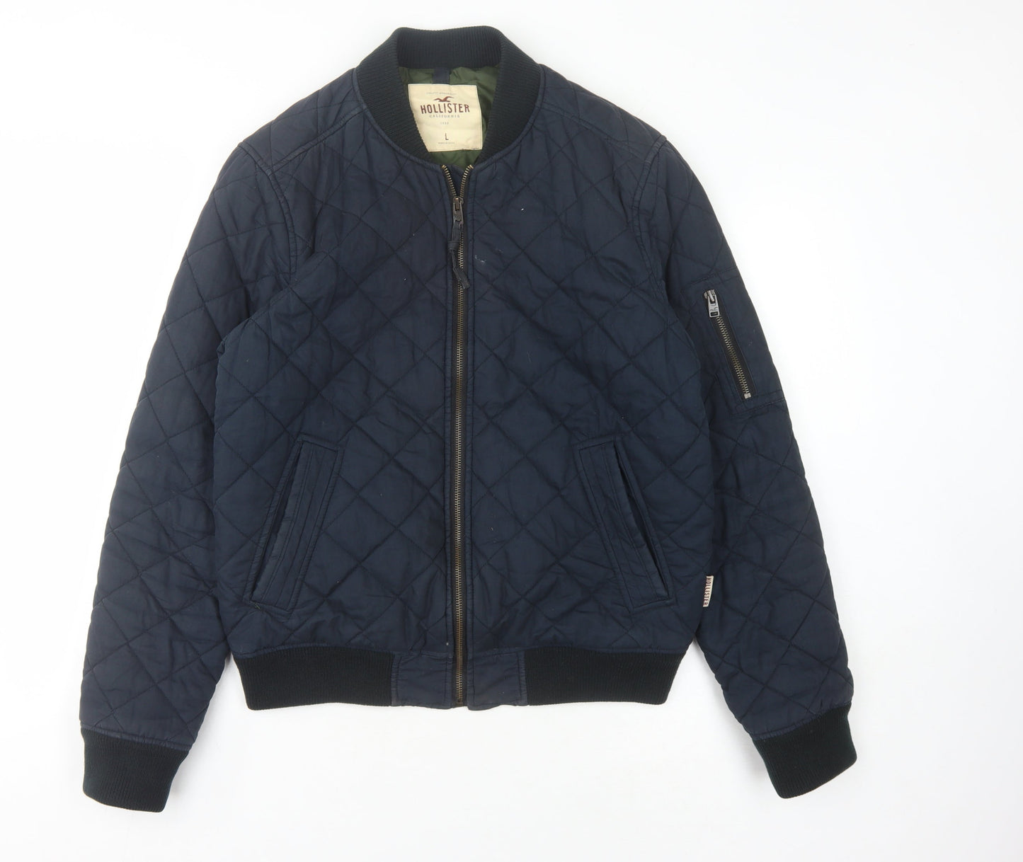 Hollister Men's Blue Bomber Jacket Size L