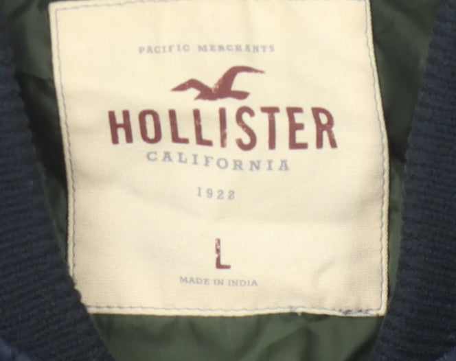 Hollister Men's Blue Bomber Jacket Size L