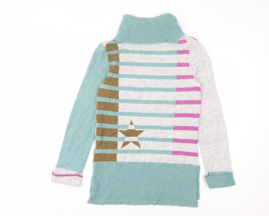 White Stuff Women's Green Striped Pullover Jumper UK 6