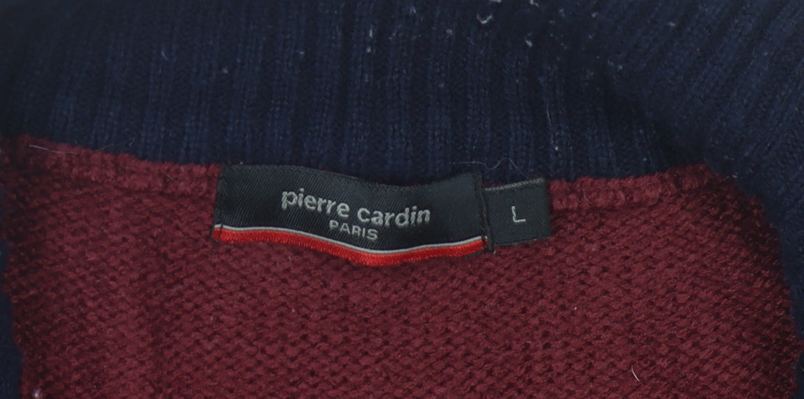 Pierre Cardin Men's Red Full Zip Jumper - L