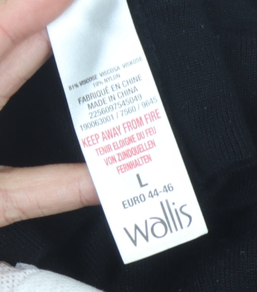 Wallis Black Cardigan L Women's Knit Long Sleeve