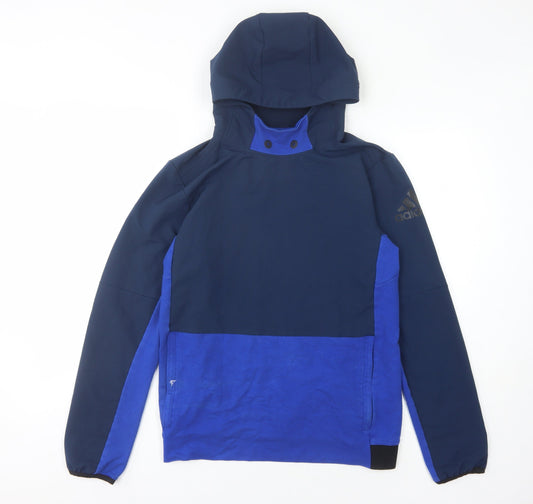 Additional front view of Adidas Men's Blue Pullover Hoodie S with Logo