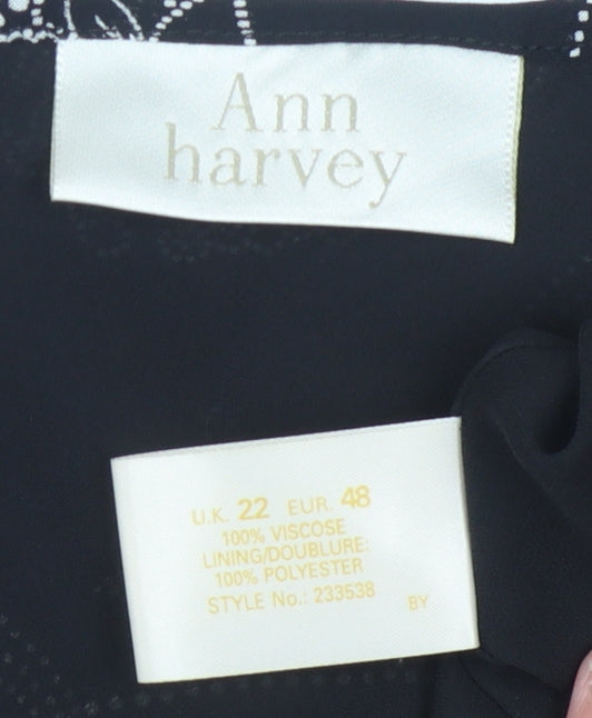 Ann Harvey Women's Black Floral Tunic Blouse Size 22