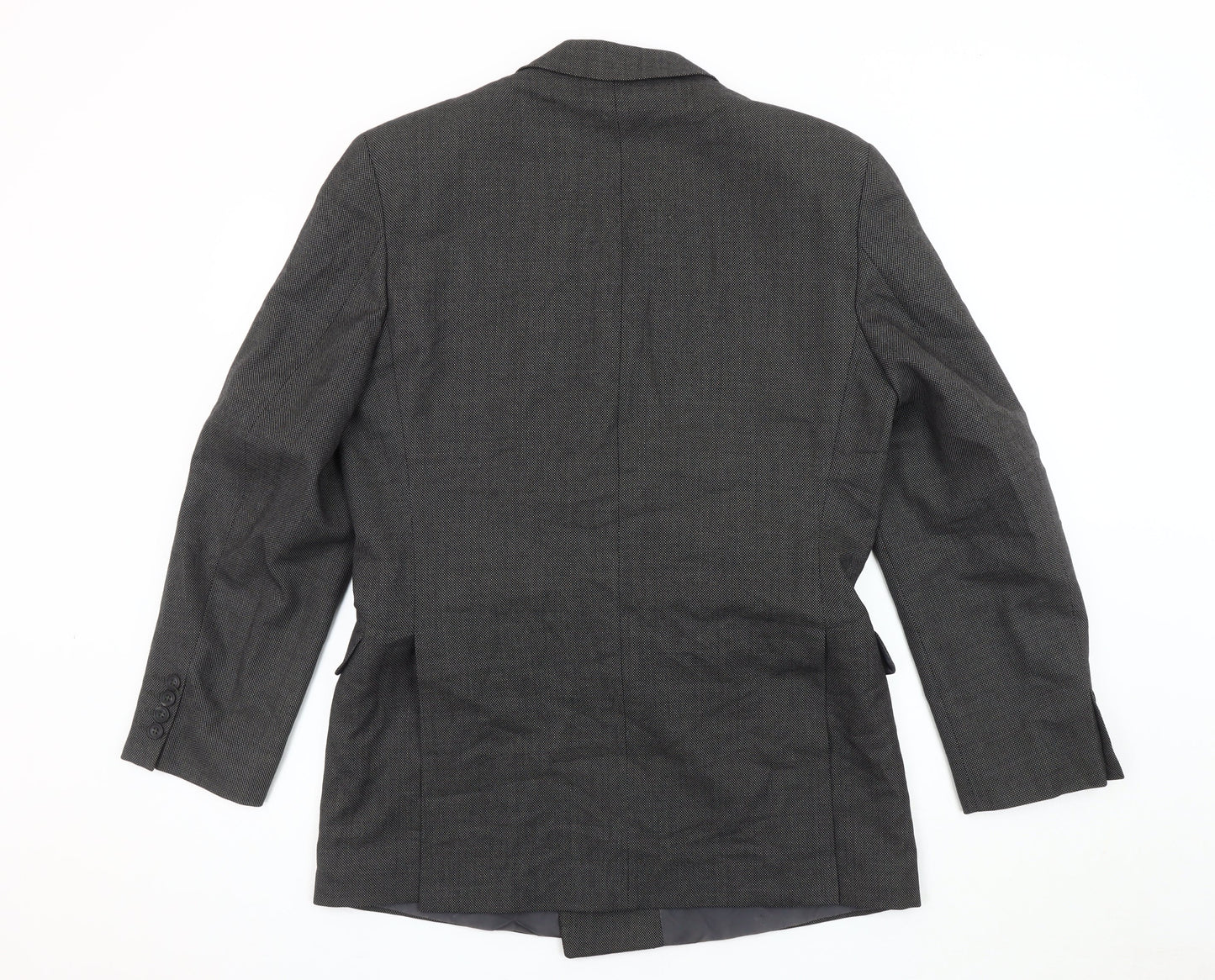 DAKS Mens Grey Blazer, Size 38, Double-Breasted Wool