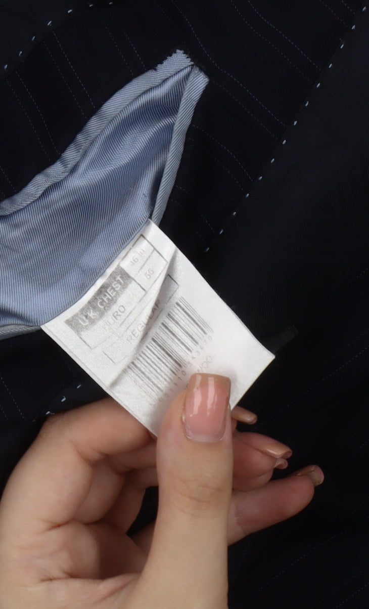 Jeff Banks Men's Black 46R Striped Suit Jacket