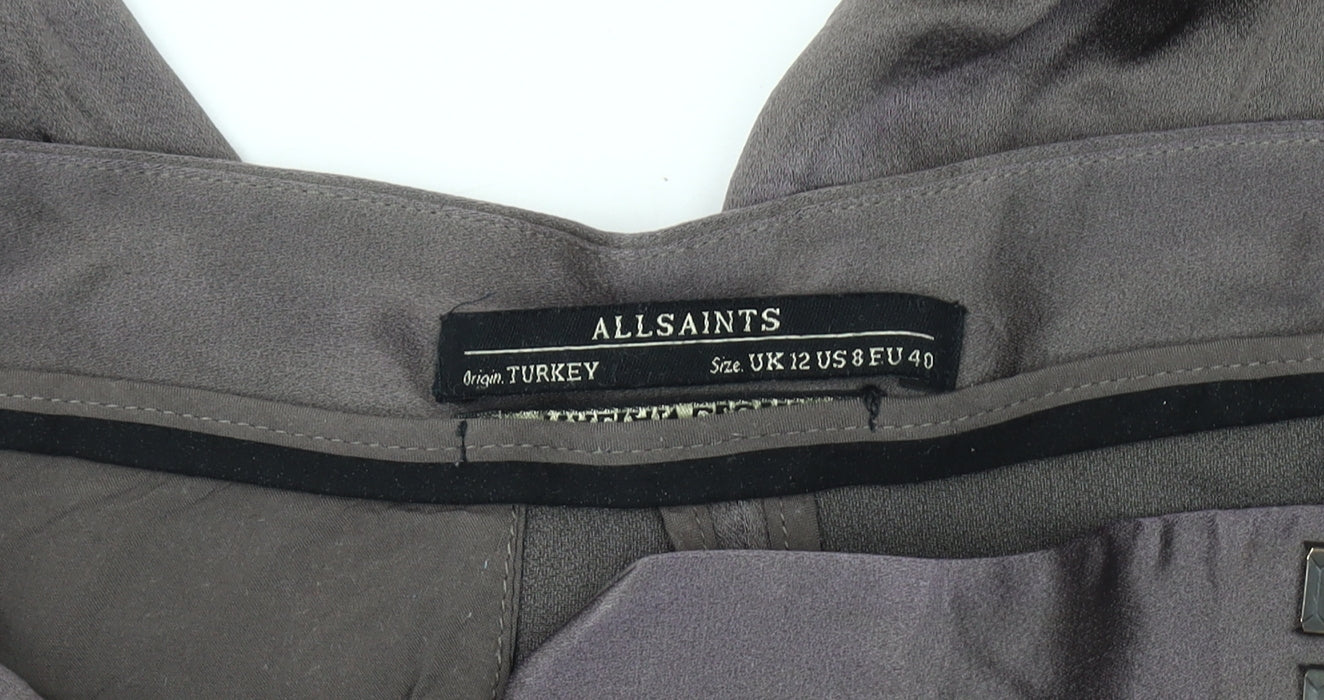 AllSaints Women's Grey Trousers Size 12, Elegant