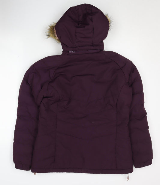 Trespass Women's Purple Puffer Jacket M Hooded Winter