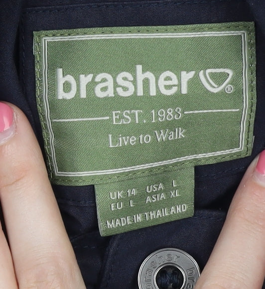 Brasher Women's Blue Parka Jacket Size 14