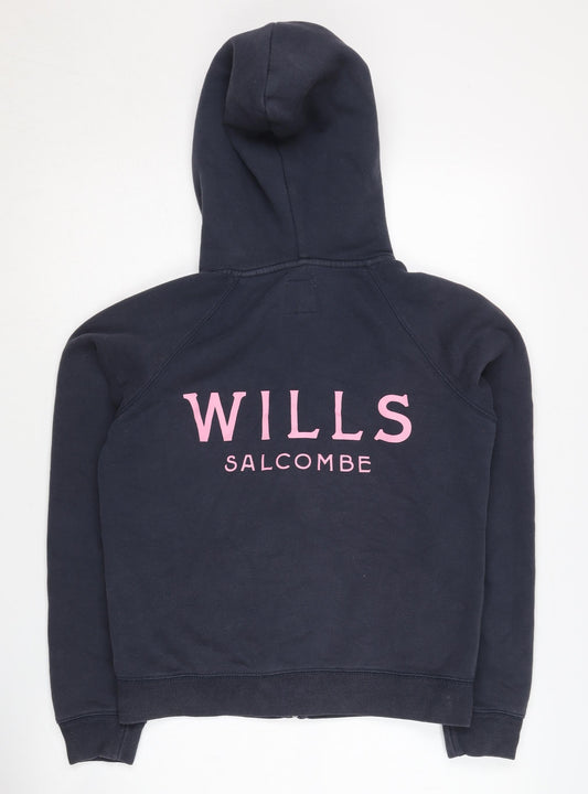 Jack Wills Women's Blue Hoodie Size 6 Full Zip