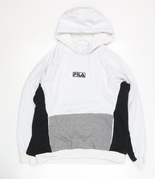 Fila Men's White Pull-over Hoodie - Medium