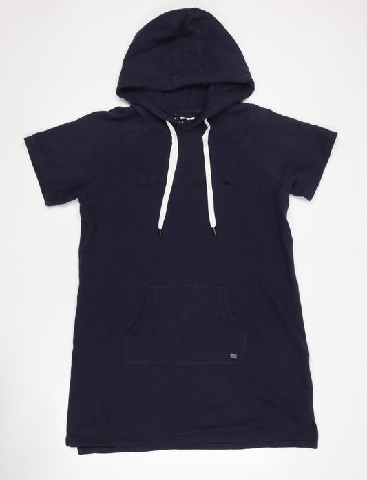 DKNY Women's Blue Tunic Hoodie, L, Short Sleeve