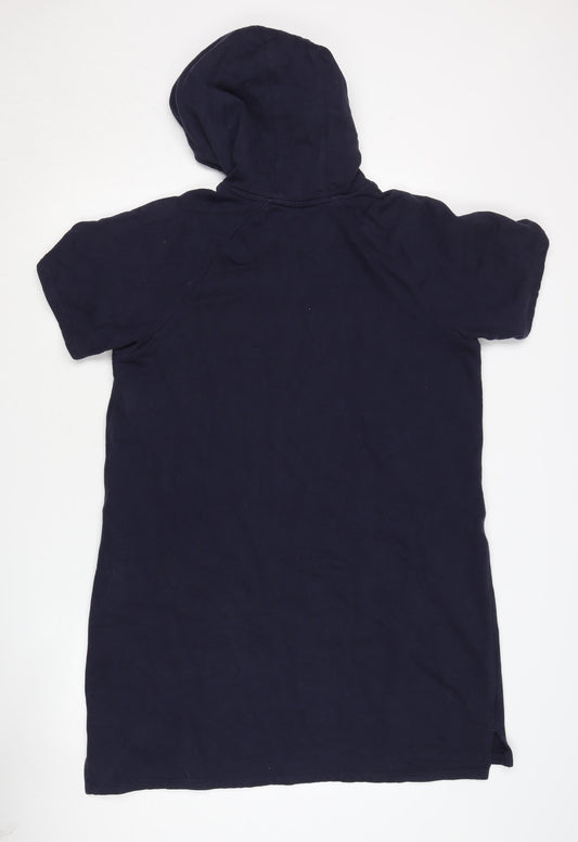 DKNY Women's Blue Tunic Hoodie, L, Short Sleeve