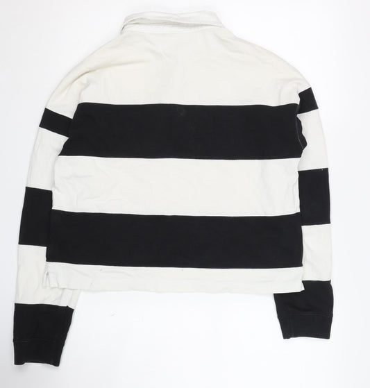 Champion Women's Black & White Striped Henley, Size L