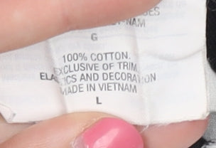 Champion Women's Black & White Striped Henley, Size L