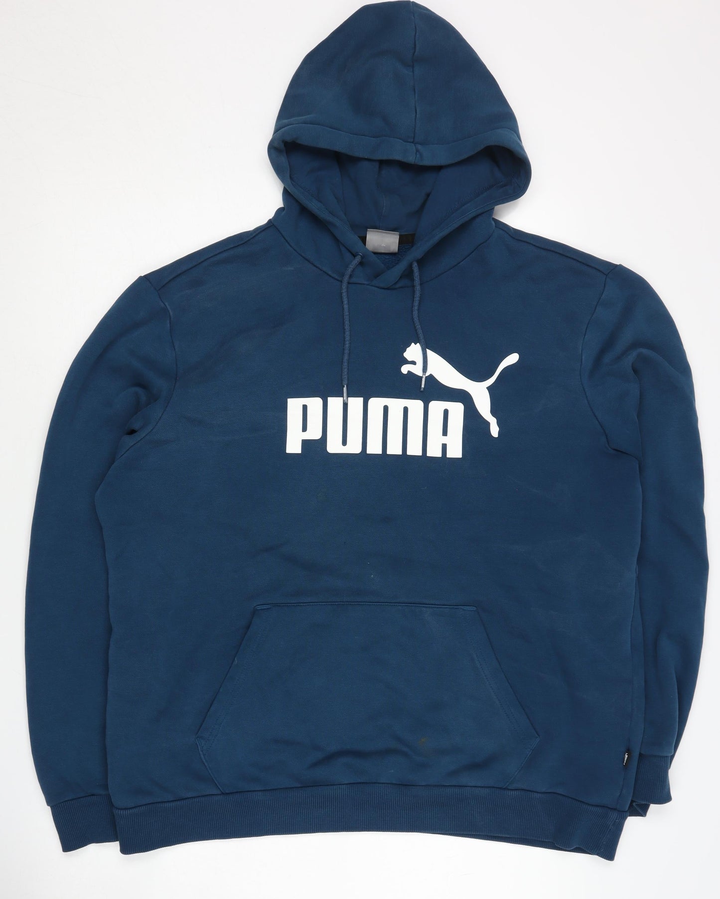 Puma Men's Blue Hoodie, Large, Logo Pullover with Hood