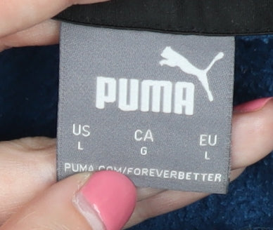 Puma Men's Blue Hoodie, Large, Logo Pullover with Hood