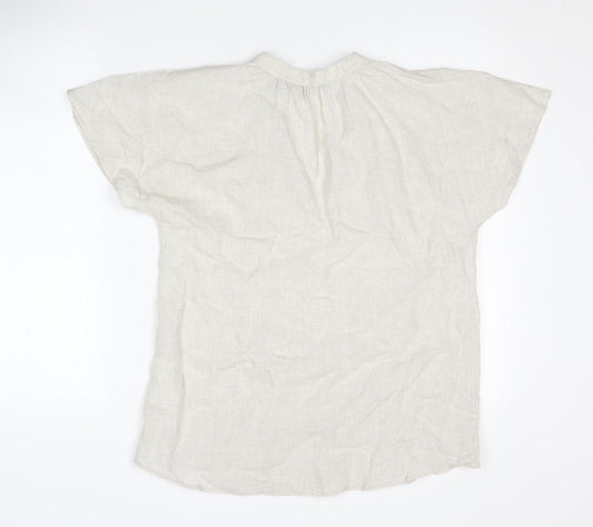 Lands' End Women's Beige Linen Blouse Size S