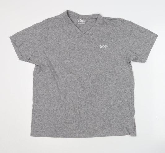 Lee Cooper Men's Grey V-Neck Short Sleeve T-Shirt L