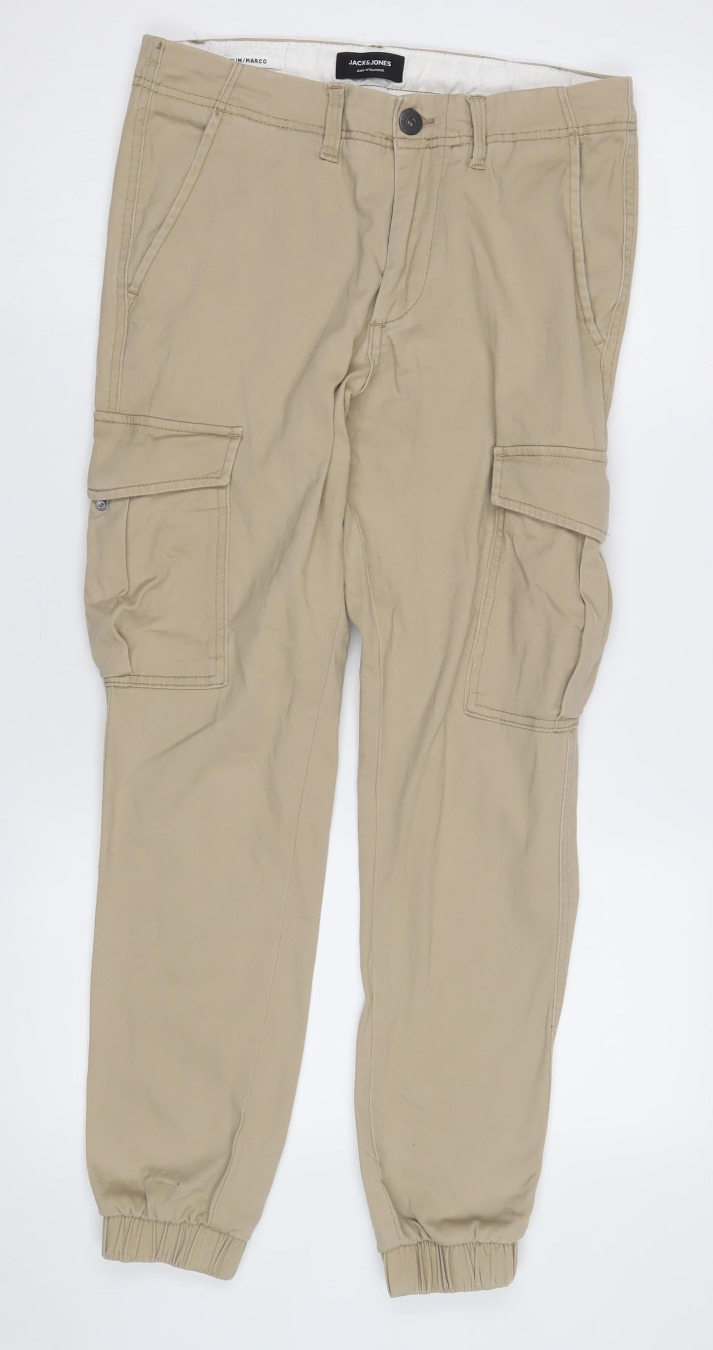 Jack & Jones Men's Beige Cargo Trousers Size 30