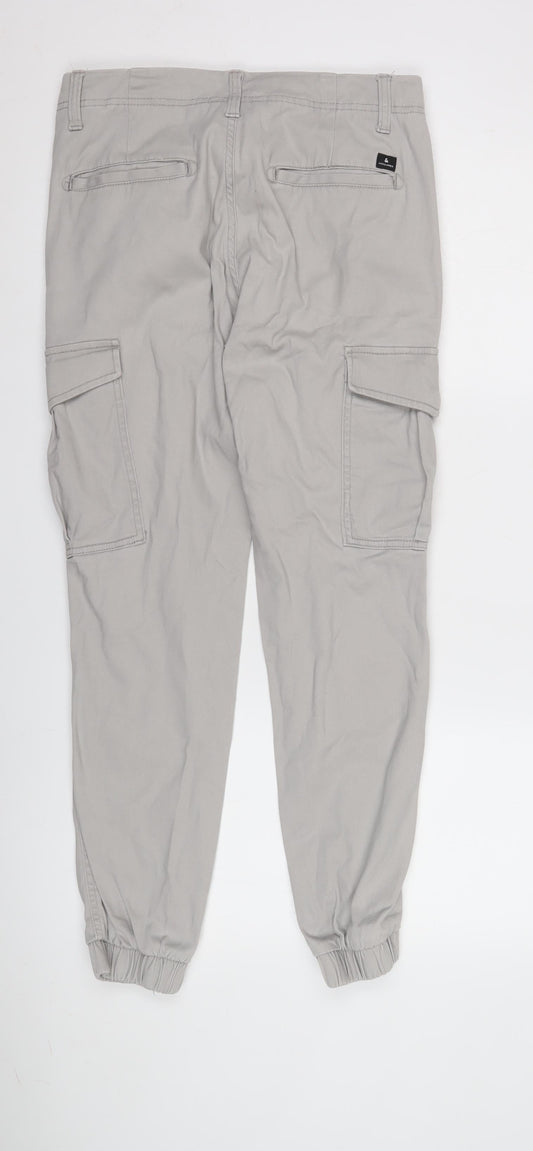 Jack & Jones Mens Grey Cargo Trousers, Size 30, Slim Fit
