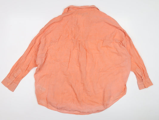 French Connection Women's Orange Collared Blouse M