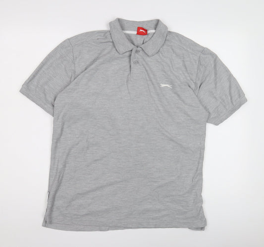 Slazenger Men's Grey Polo Shirt L Short Sleeve