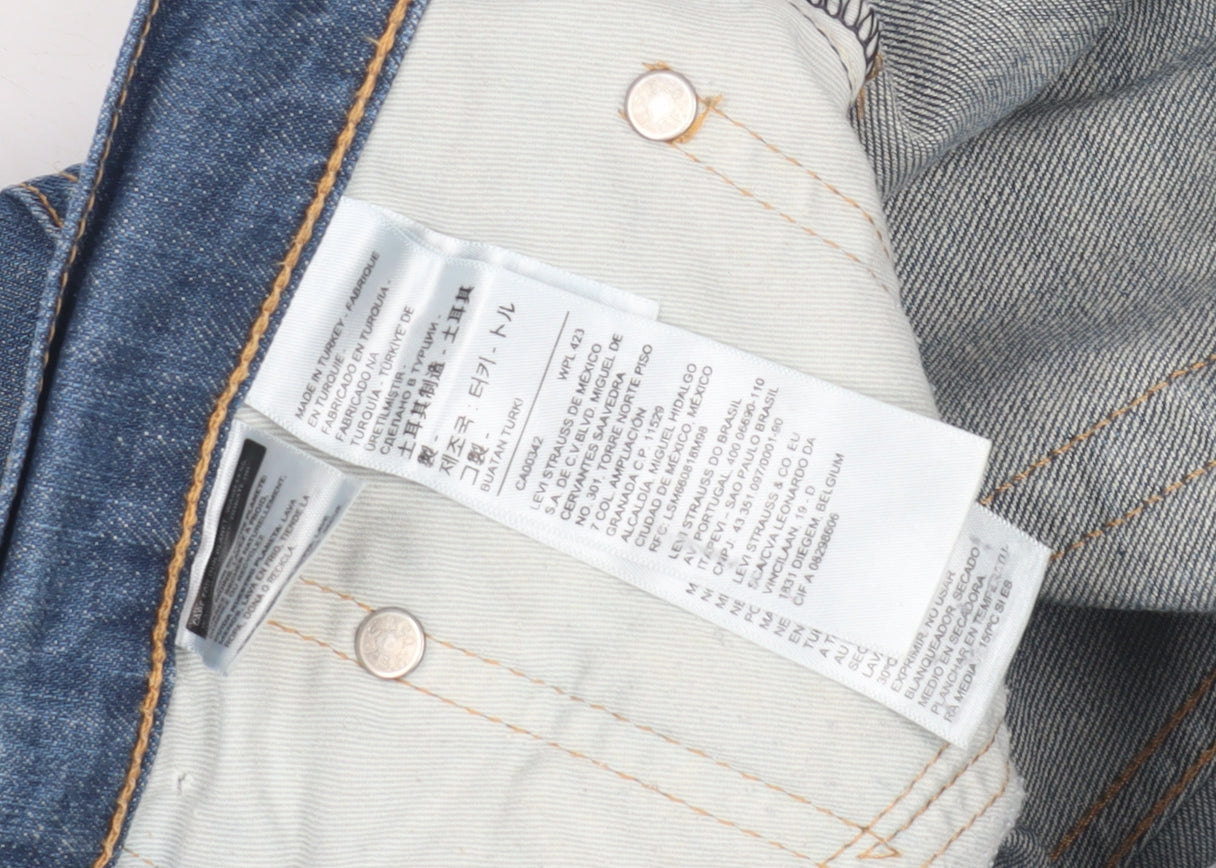 Levi's Men's Blue Straight-Leg Distressed Jeans Size 32