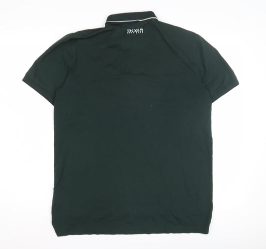 BOSS Men's Green Polo Shirt L Regular Fit