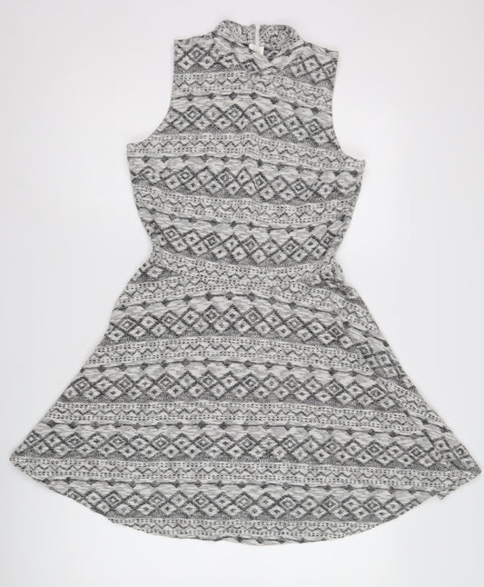 Superdry Women's Grey Geometric Knit Dress M
