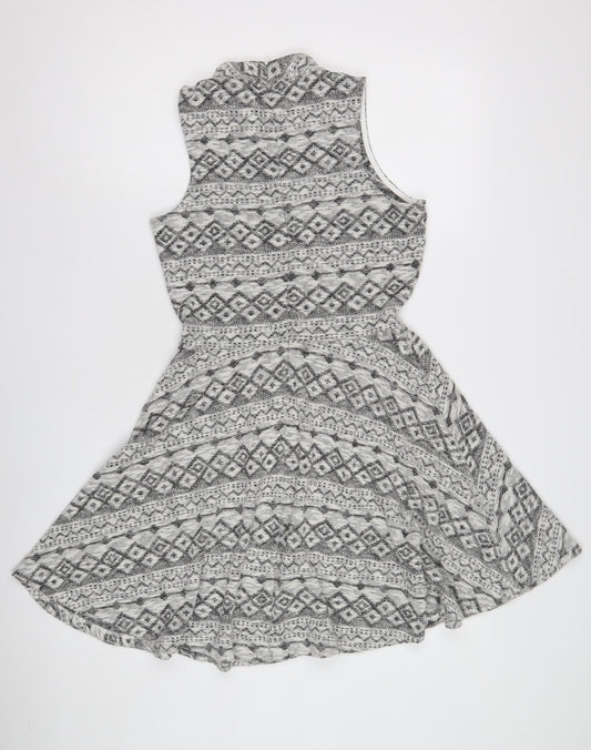 Superdry Women's Grey Geometric Knit Dress M