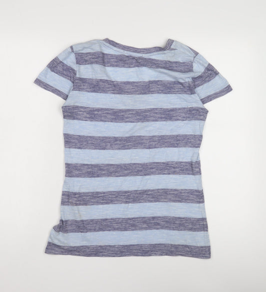 Gap Women’s Blue Striped V-Neck T-Shirt, Size S