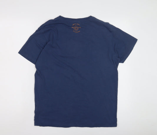 Duck and Cover Men's Blue Graphic T-Shirt L