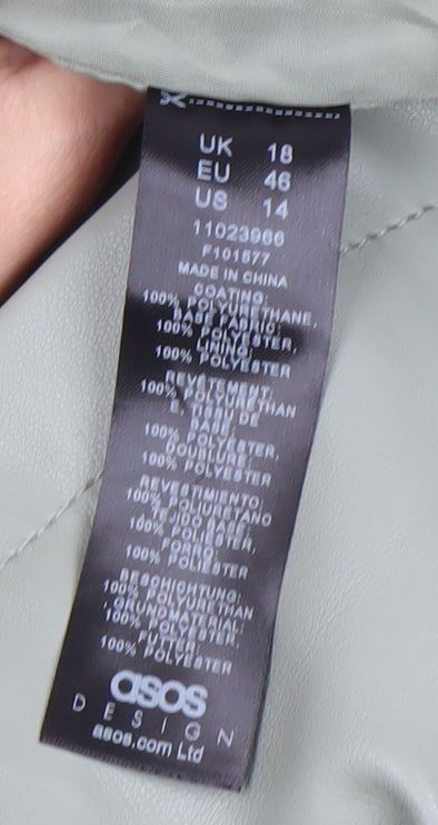 Close-up detail of ASOS Women's Grey Jacket Snap Closure, size 18