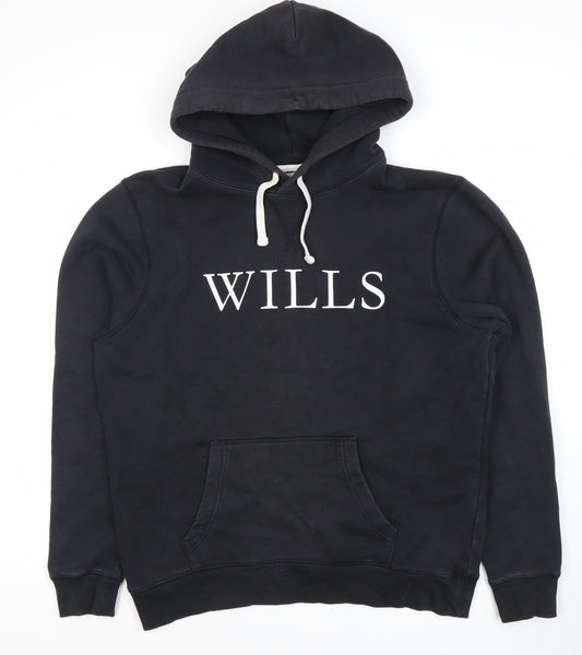 Jack Wills Men's Black Hoodie Logo Pullover L