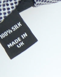 Brand and care label for Jaeger Men's Grey Designer Silk Polka Dot Tie