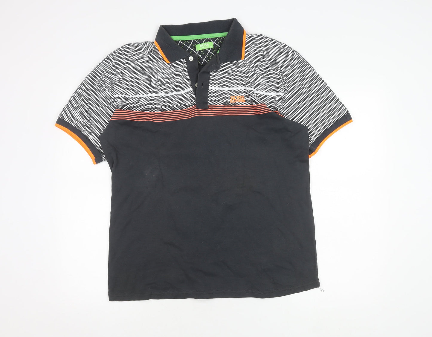 Hugo Boss Men's Black Polo Shirt 2XL Graphic Print